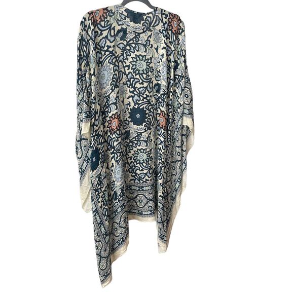Free People Magic Dance Border Floral Print Kimono Cardigan Sweater Green/White - Picture 6 of 7